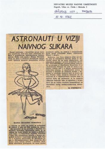 E. Cvetkova, Astronauti u viziji naivnog slikara, Večernji list, 12,10,1962.