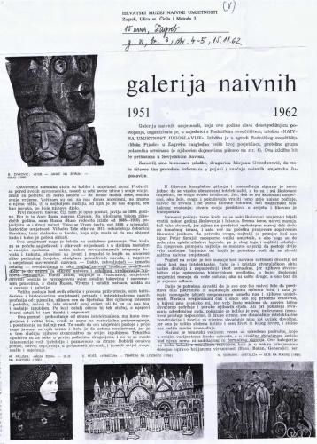 M. Gvozdanović, Galerija naivnih, 15 dana, Zagreb, 15.11.1962.